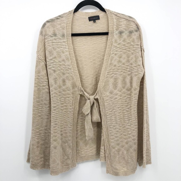 Majorelle Oatmeal Sandra Lurex Knit Front Tie Lightweight Sweater Cardigan - Picture 4 of 9